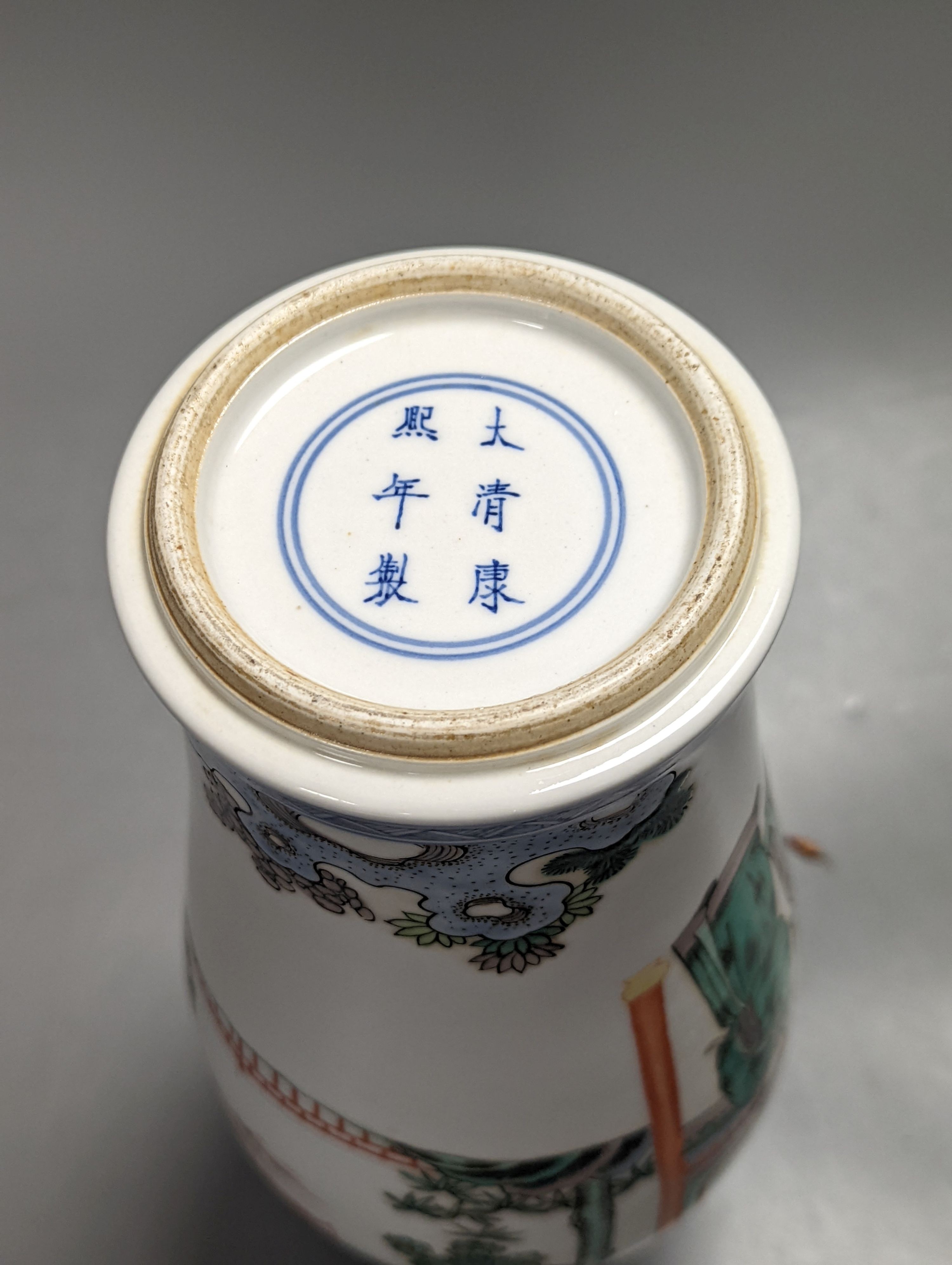 A Chinese famille verte vase, 30cm